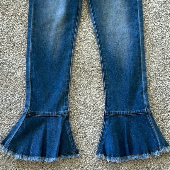 Girls Hayden Cropped Frill Flare Jeans - Picture 3 of 6